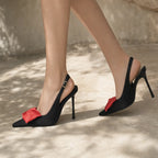 Deep Black Ione Buckle Slingback Sandals on-foot view