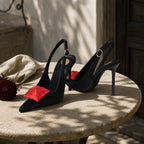 Deep Black Ione Buckle Slingback Sandals styled scene