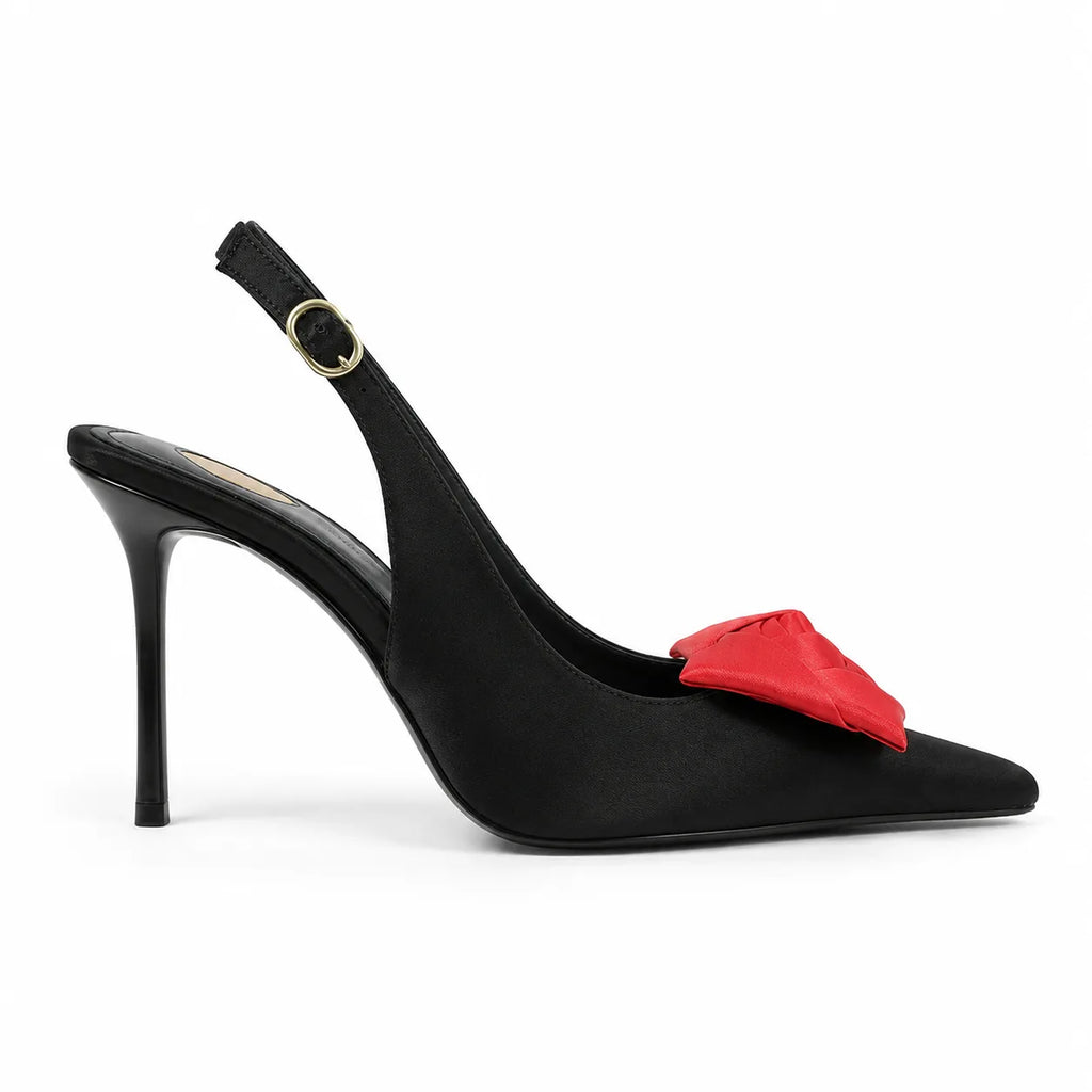 Deep Black Ione Buckle Slingback Sandals side view