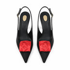 Deep Black Ione Buckle Slingback Sandals top view