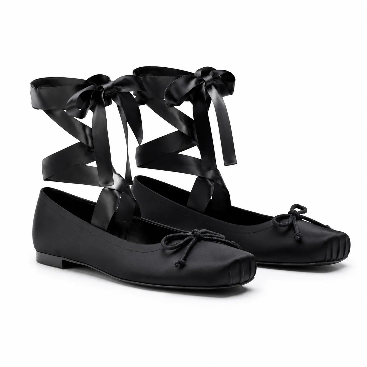 Deep Black Brisighella Microfiber Flats