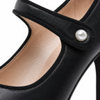 Deep Black Olbia Patent Stiletto Pumps close-up detail