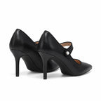 Deep Black Olbia Patent Stiletto Pumps heel detail