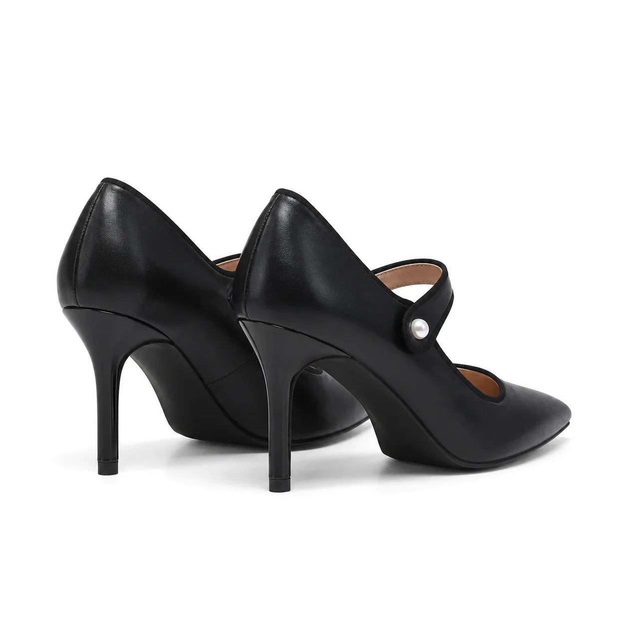 Deep Black Olbia Patent Stiletto Pumps heel detail