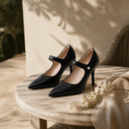 Deep Black Olbia Patent Stiletto Pumps styled scene