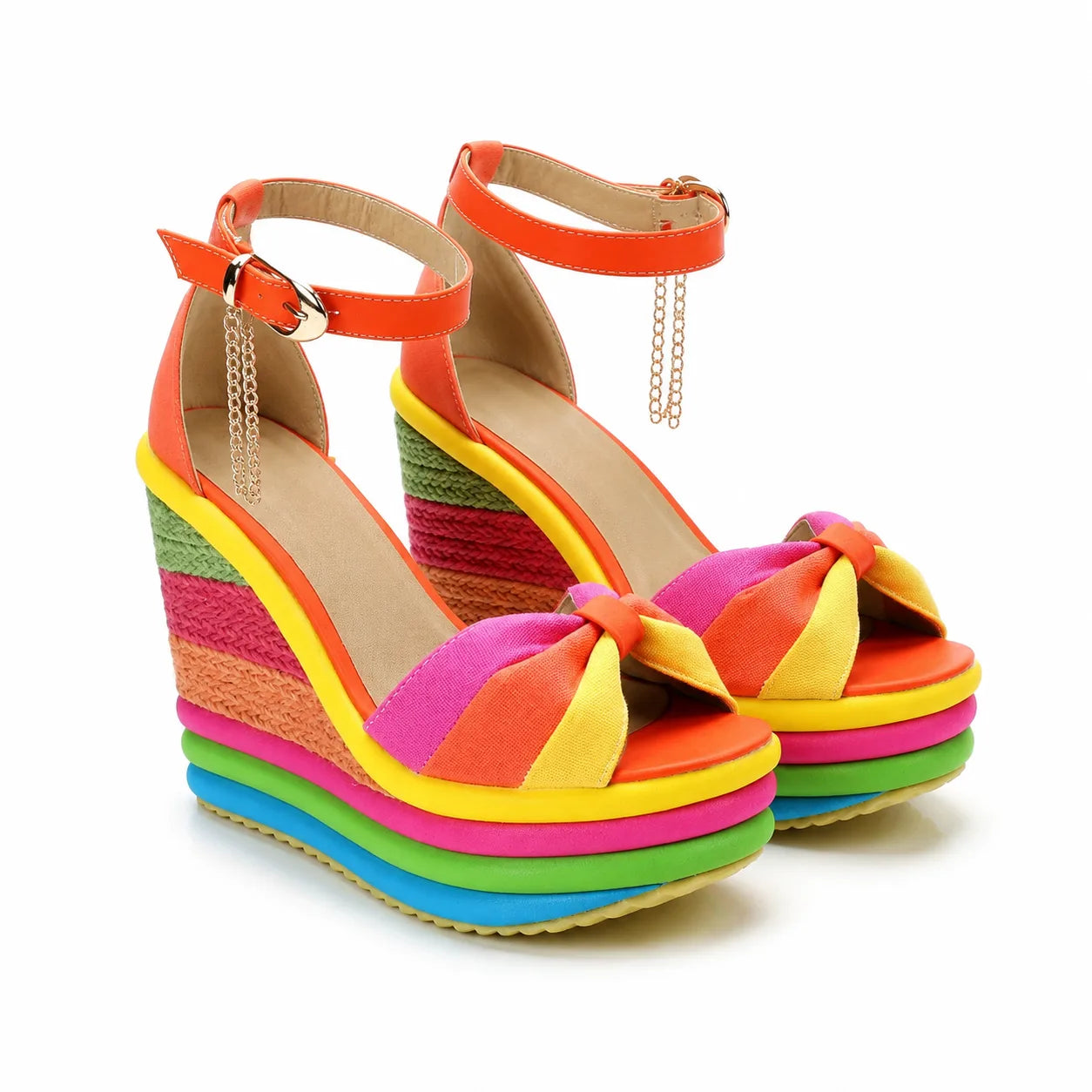 Soft Coral Women's Open-Toe Wedge Suede Ankle-Strap Platform Sandals