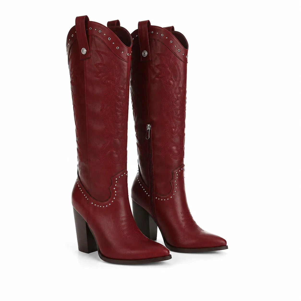 Deep Red Vasto Sheepskin Square-Heel Boots