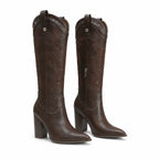 Rich Chocolate Vasto Sheepskin Square-Heel Boots