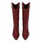 Deep Red Vasto Sheepskin Square-Heel Boots top view