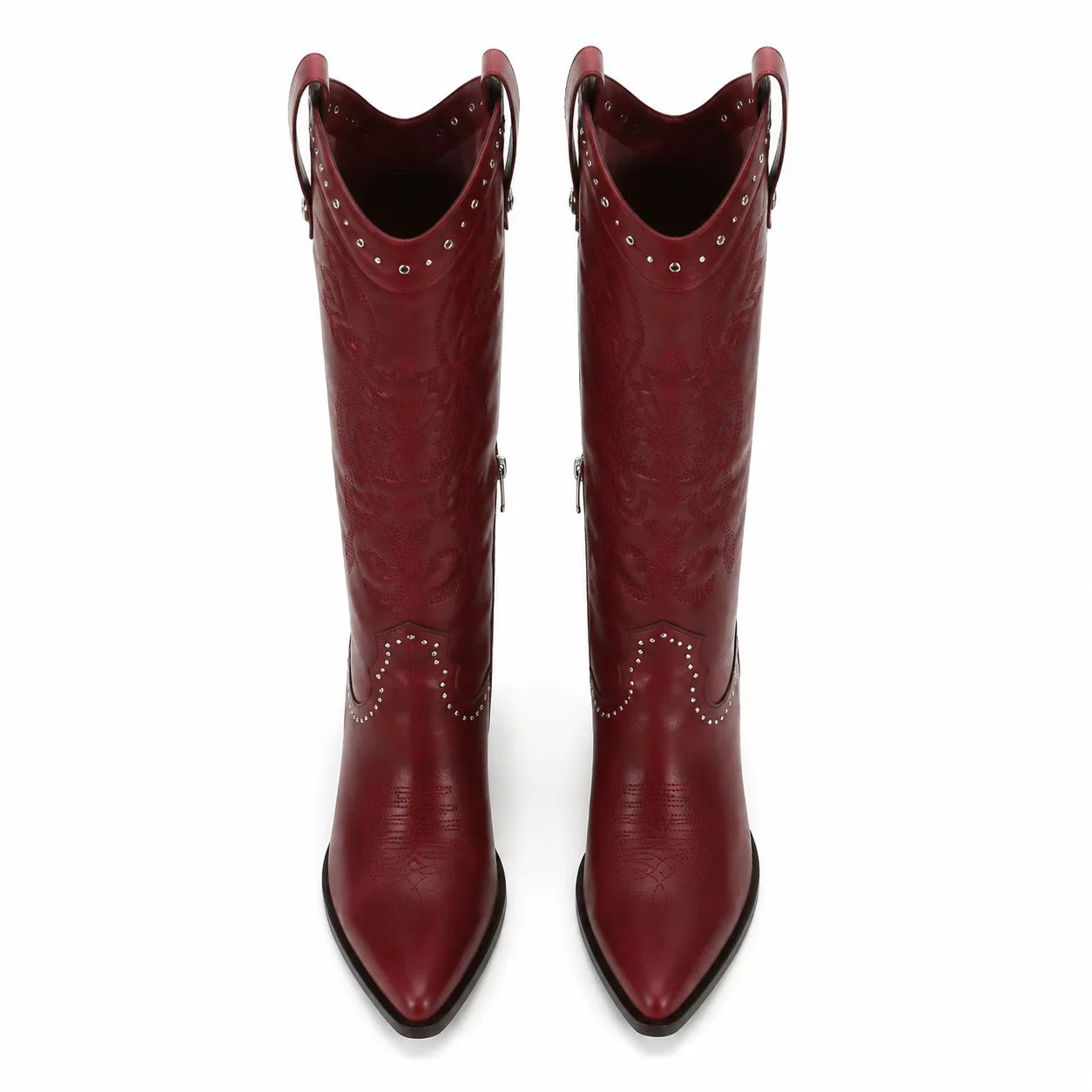 Deep Red Vasto Sheepskin Square-Heel Boots top view
