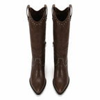 Rich Chocolate Vasto Sheepskin Square-Heel Boots top view