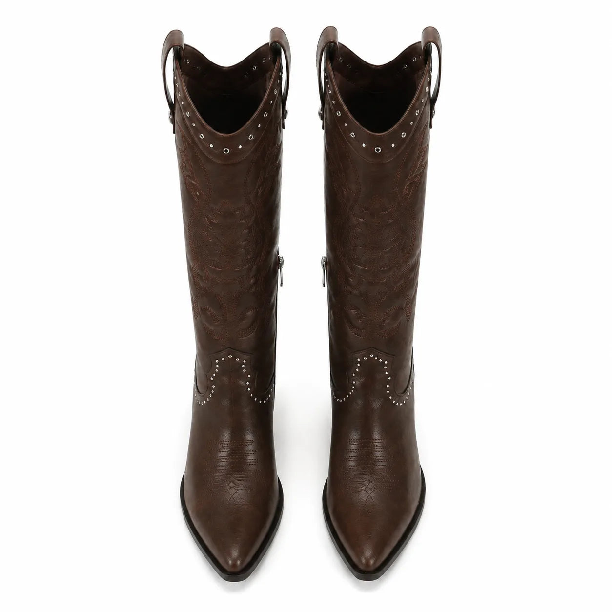 Rich Chocolate Vasto Sheepskin Square-Heel Boots top view