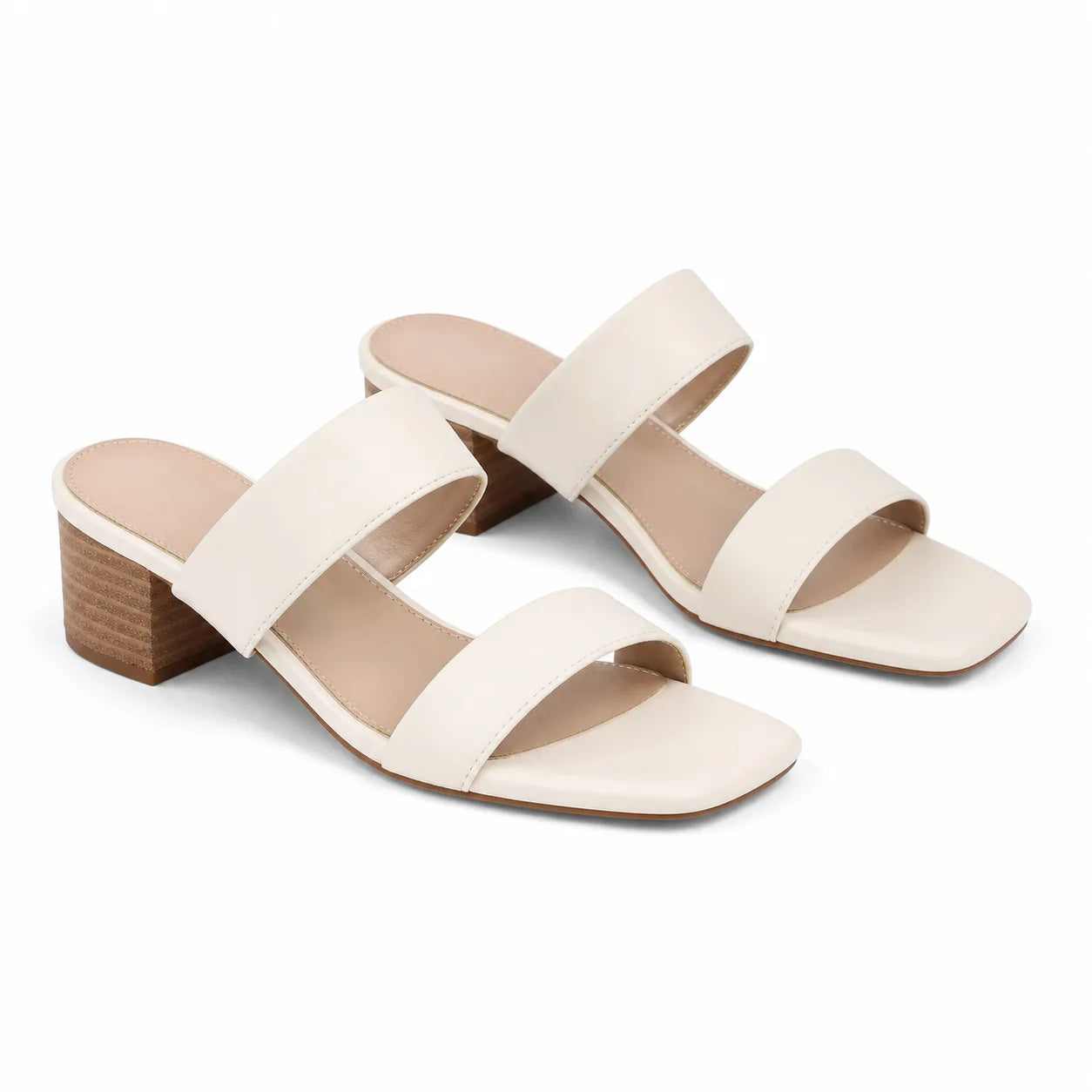 Warm Beige Priscilla Leather Square-Heel Sandals