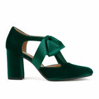 Sage Green Spello Velvet Block-Heel Pumps side view