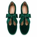 Sage Green Spello Velvet Block-Heel Pumps top view