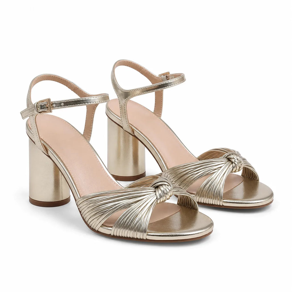 Warm Gold Larissa Microfiber High-Heel Sandals