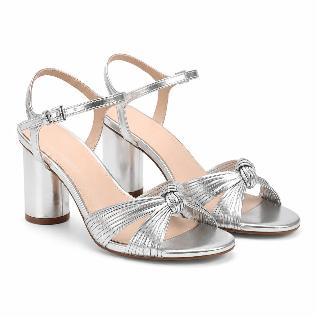 Soft Silver Larissa Microfiber High-Heel Sandals