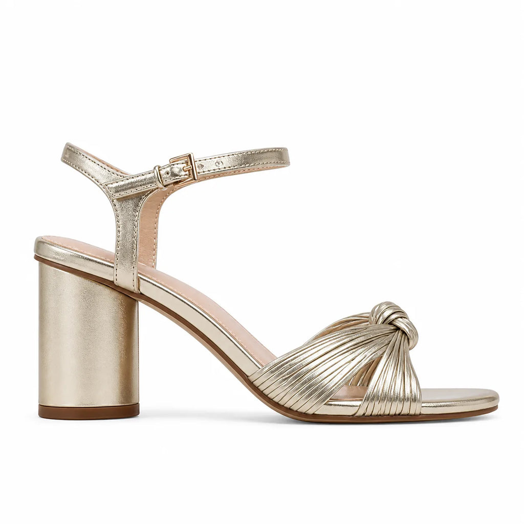 Warm Gold Larissa Microfiber High-Heel Sandals side view