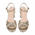 Warm Gold Larissa Microfiber High-Heel Sandals top view