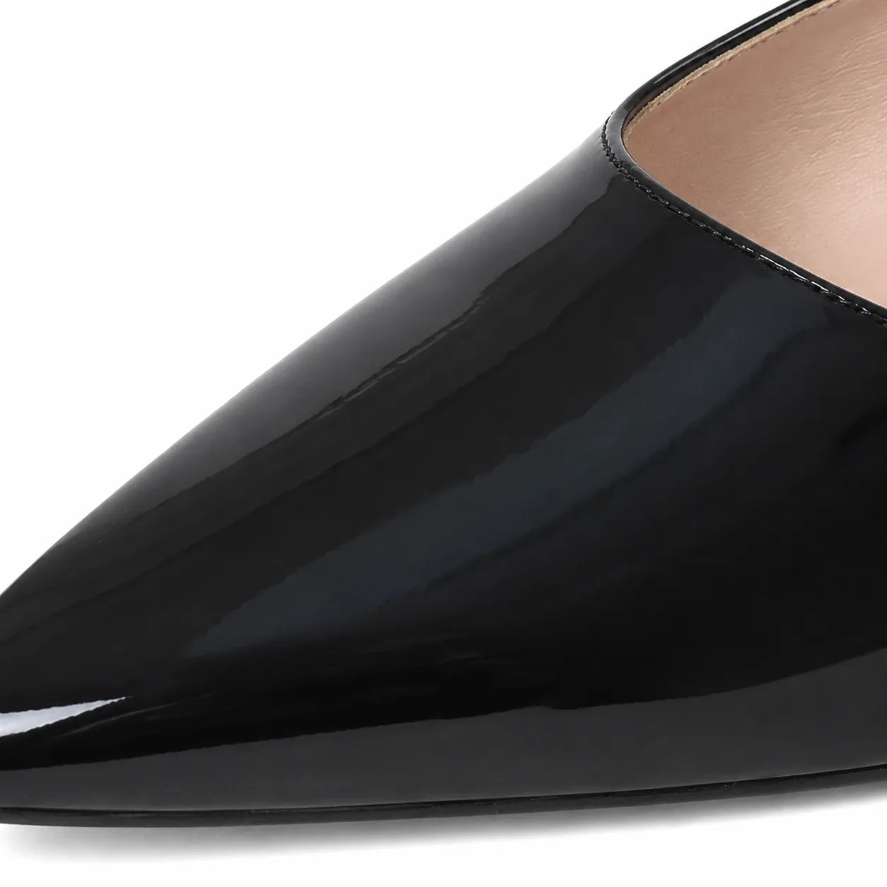 Deep Black Velia Buckle Leather Flats close-up detail