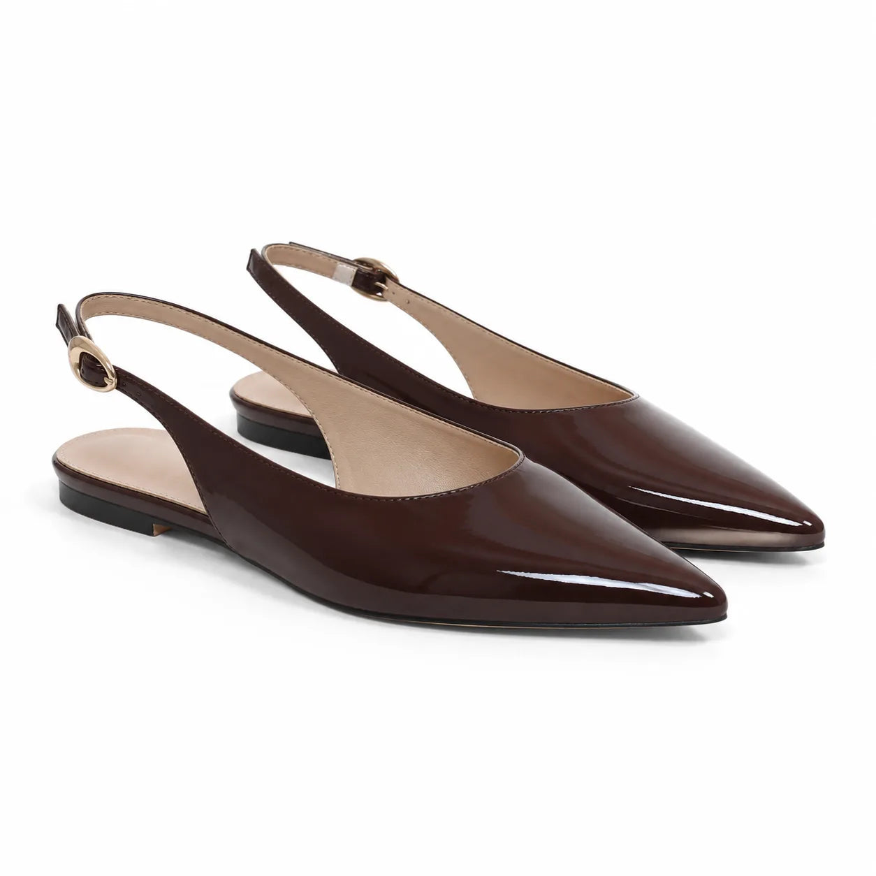 Rich Chocolate Velia Buckle Leather Flats