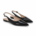 Deep Black Velia Buckle Leather Flats