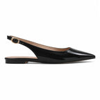 Deep Black Velia Buckle Leather Flats side view