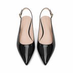 Deep Black Velia Buckle Leather Flats top view