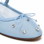 Hazy Blue Women's Pointed-Toe Mesh Elastic Mary Janes close-up detail
