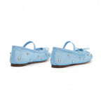 Hazy Blue Women's Pointed-Toe Mesh Elastic Mary Janes heel detail