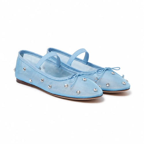 Hazy Blue Women's Pointed-Toe Mesh Elastic Mary Janes