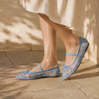Hazy Blue Women's Pointed-Toe Mesh Elastic Mary Janes on-foot view