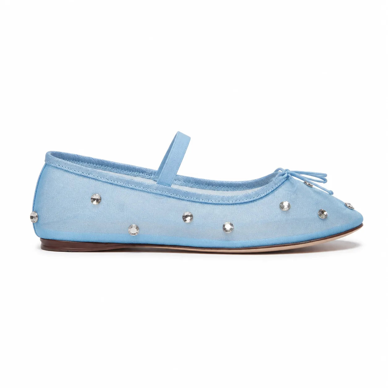 Hazy Blue Women's Pointed-Toe Mesh Elastic Mary Janes side view