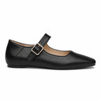 Deep Black Narni Buckle Microfiber Flatforms side view