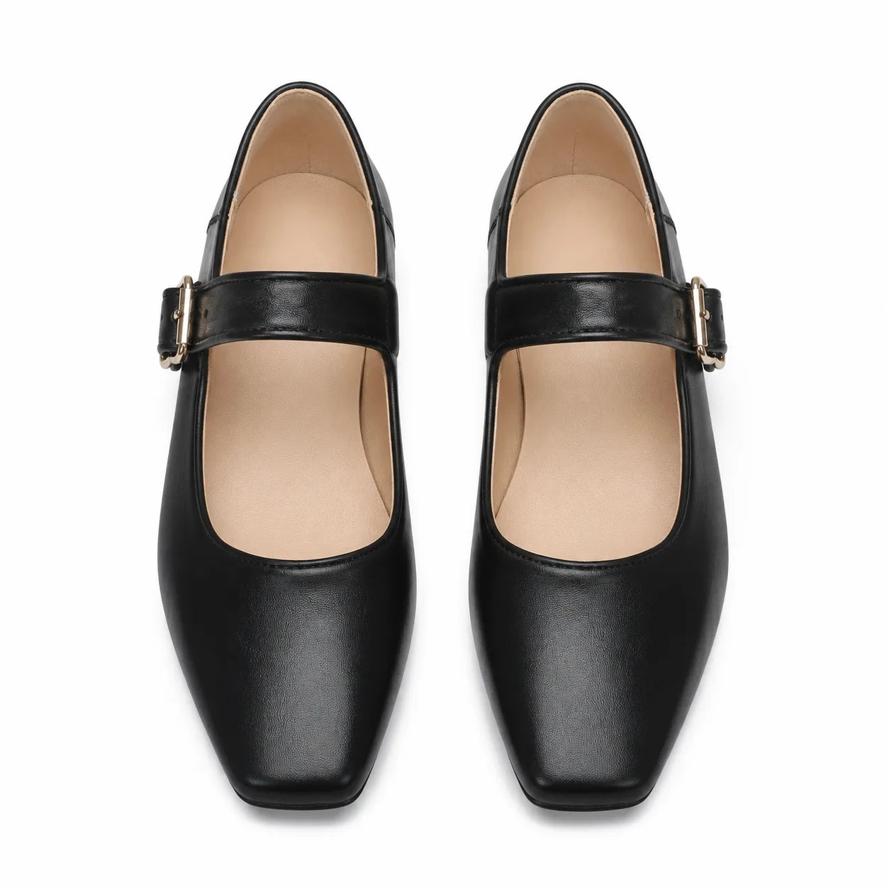 Deep Black Narni Buckle Microfiber Flatforms top view