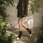 Colormatching Aosta Sheepskin Block-Heel Boots lifestyle scene
