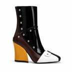 Colormatching Aosta Sheepskin Block-Heel Boots side view