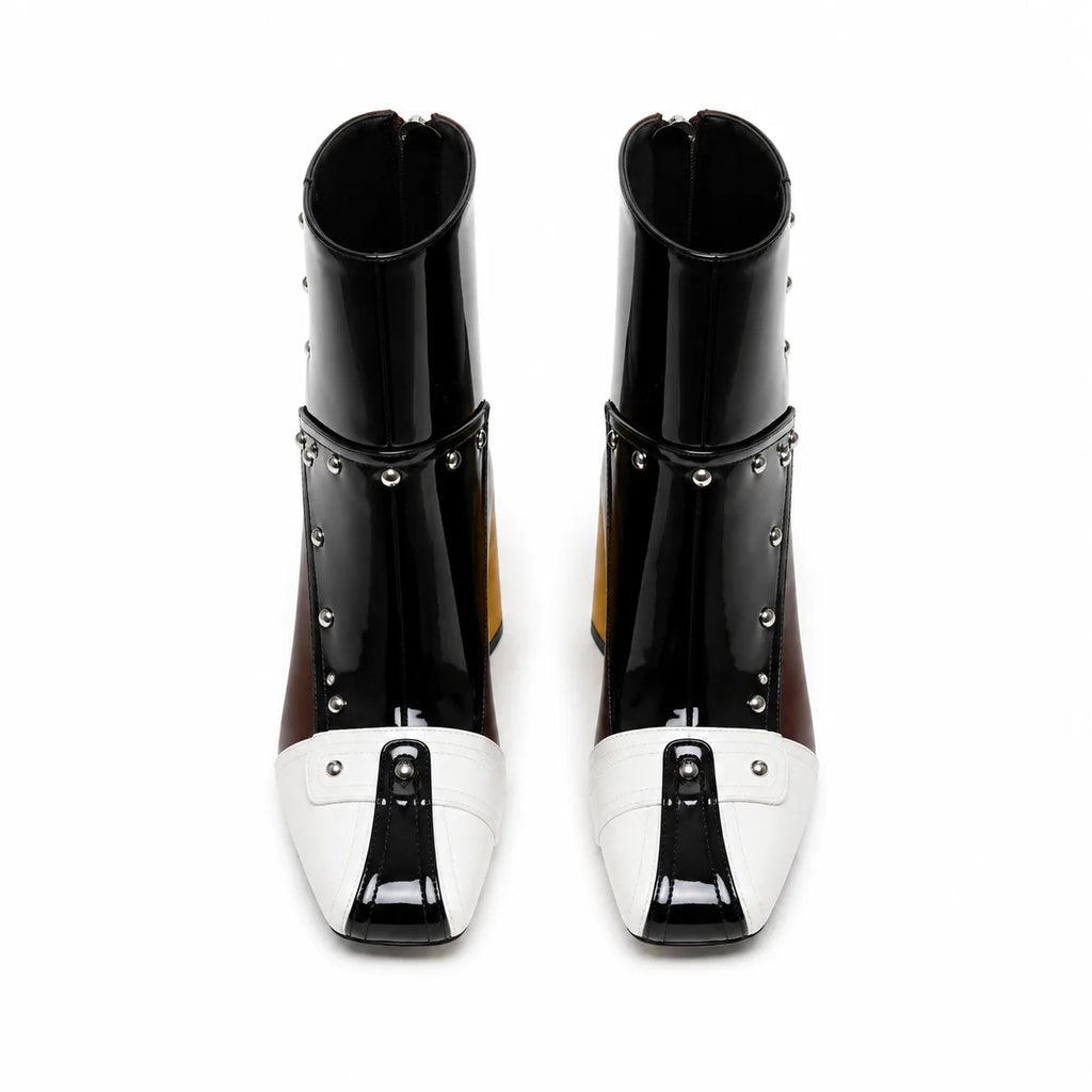 Colormatching Aosta Sheepskin Block-Heel Boots top view