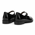 Deep Black Subiaco Buckle Leather Flats heel detail