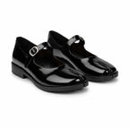 Deep Black Subiaco Buckle Leather Flats