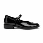 Deep Black Subiaco Buckle Leather Flats side view