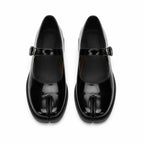 Deep Black Subiaco Buckle Leather Flats top view