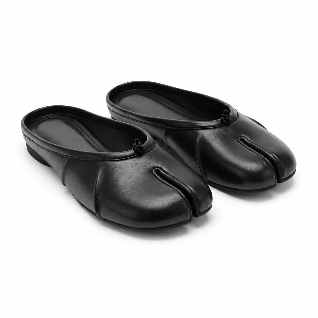 Deep Black Torgiano Leather Slip-On Mules
