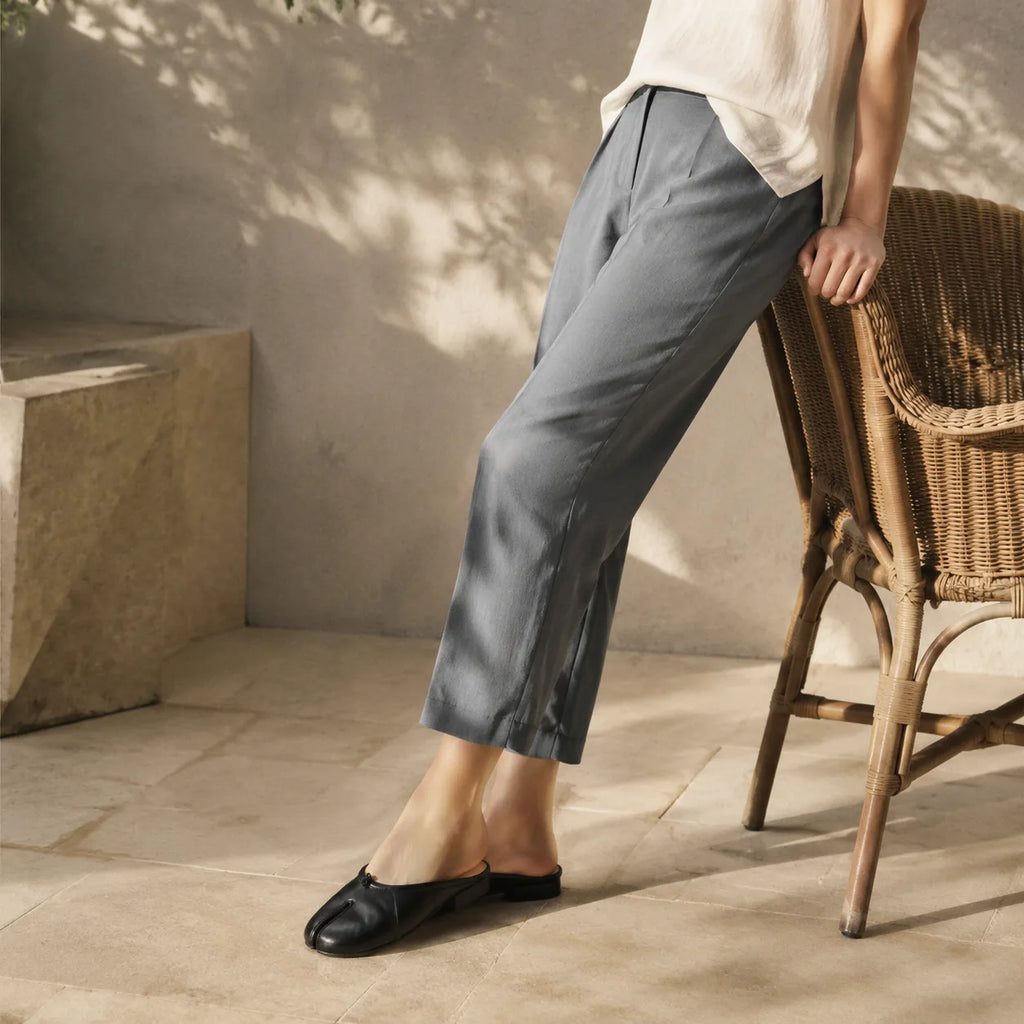Deep Black Torgiano Leather Slip-On Mules lifestyle scene