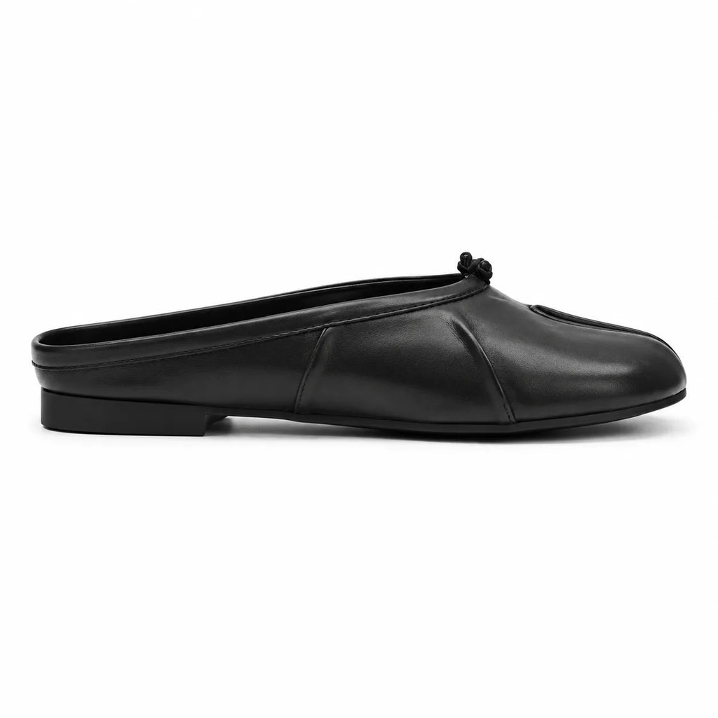Deep Black Torgiano Leather Slip-On Mules side view