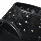 Deep Black Chios Slip-On Mules close-up detail