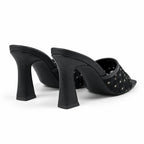 Deep Black Chios Slip-On Mules heel detail