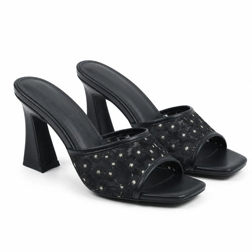 Deep Black Chios Slip-On Mules