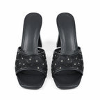 Deep Black Chios Slip-On Mules top view