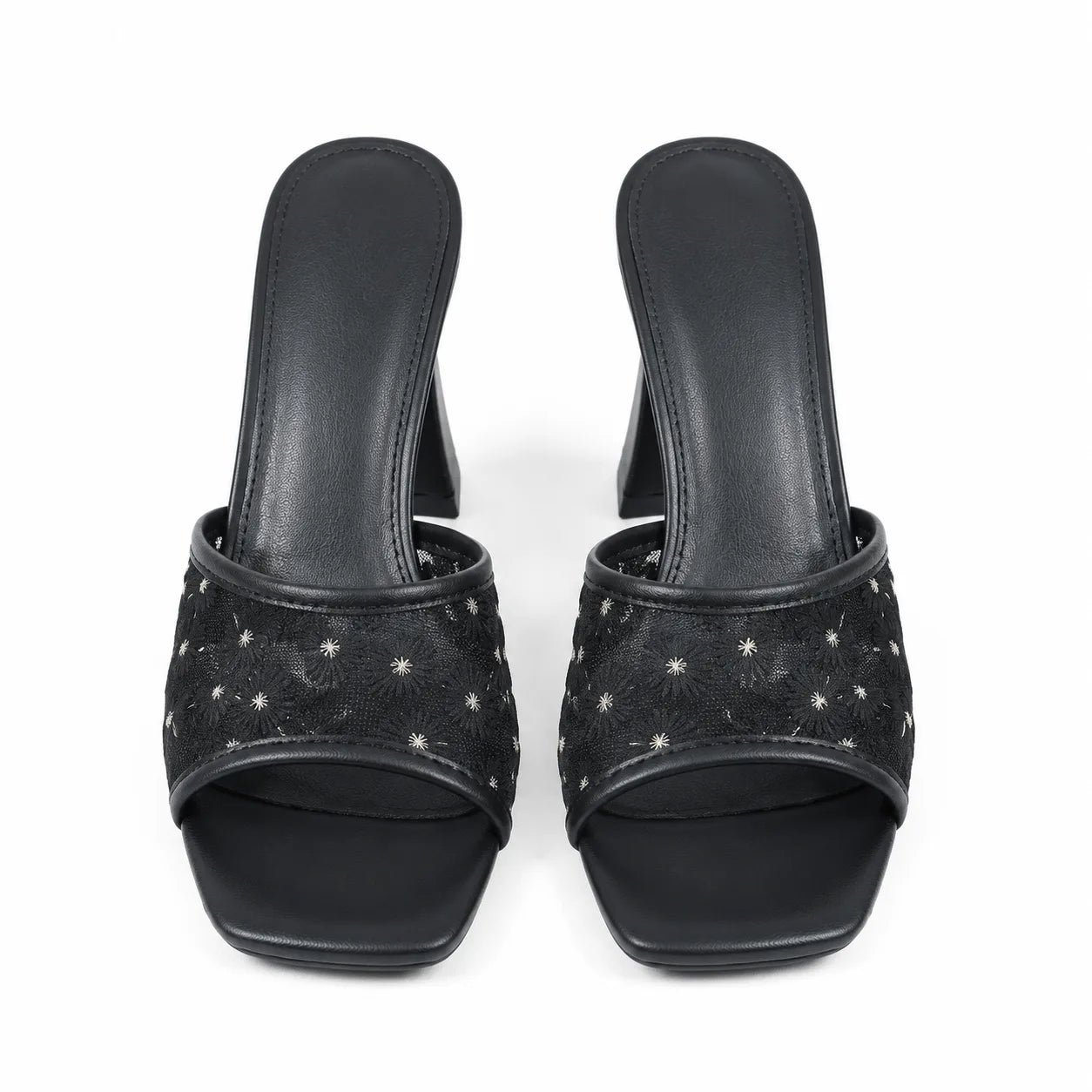 Deep Black Chios Slip-On Mules top view